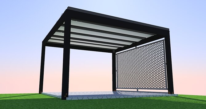 posuvná pergola s textilným tienením na terasu